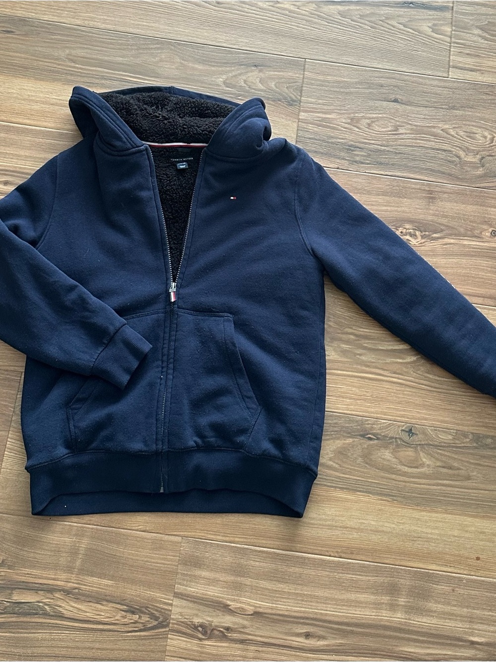 Tommy Hilfiger Kids Navy Hooded Sherpa Zip-Up Hoodie
